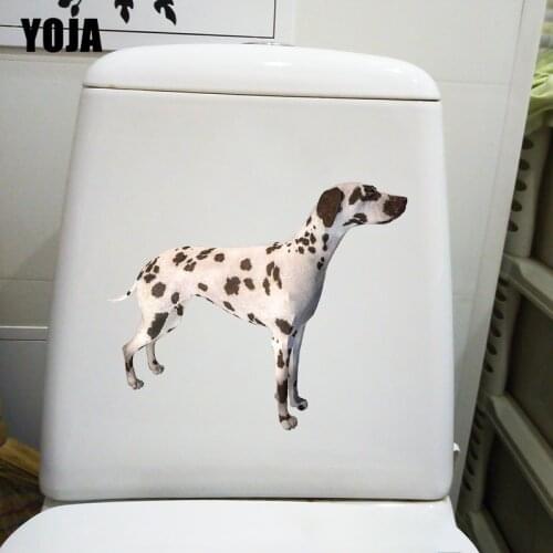 YOJA 22.5×18.9CM Funny Dog Personality Room Wall Stickers Standing Dalmatian Toilet Decoration T1-2431