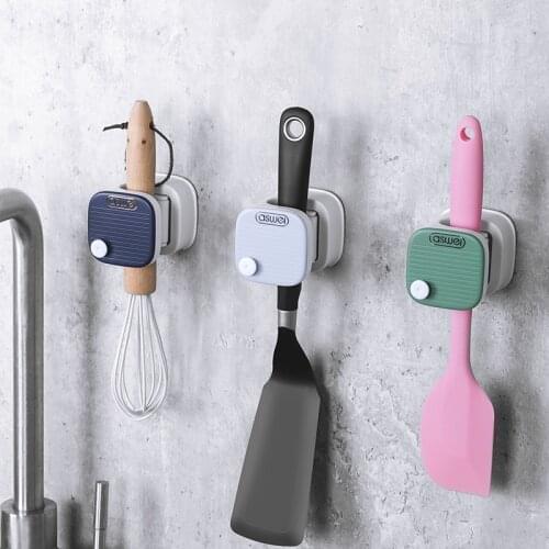 Wall Hanging Mop Sticky Hook Free Punch Powerful Mop Clip Broom Holder Buckle Hanger Fixed Multifunction Toilet Bathroom Storage