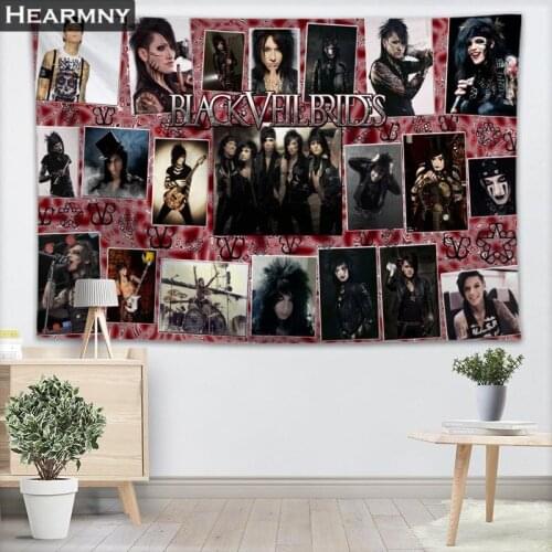 Custom Black Veil Brides Wall Tapestry Home Decoration Wall Carpet Rectangular Modern Printing Fabric Yoga Mat Blanket Tapestry