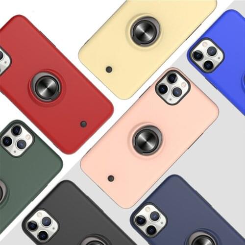 For iPhone11 mobile phone case new PC metal 2in1 decompression ring suitable for Apple promax silicone hard shell for 6S 7 8Plus