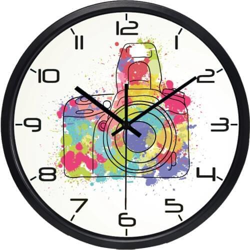 New Arrival House Decoration Coffee Silent Wall Clock Pretty Round Quality Video Camera Clock