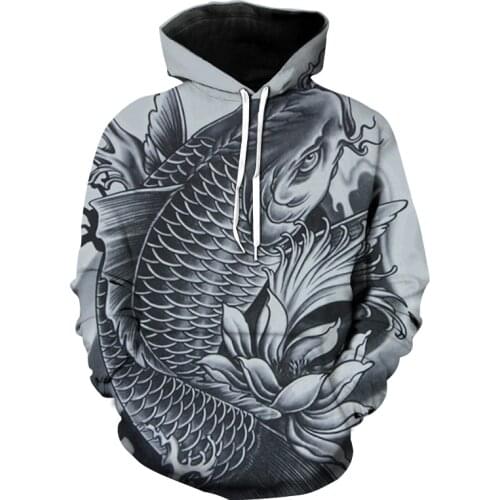 New 3D funny fishing hoodie men anime Harajuku jacket hooded sweatshirt Mens streetwear hip-hop Coat plus size pullover Tops men