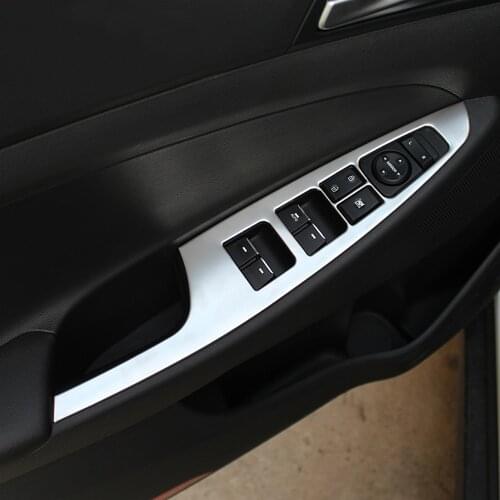 Car styling,Stainless Steel Car Interior Decoration Door Window Switch Cover Trims For Hyundai Tucson 2015 2016, Car Accessories