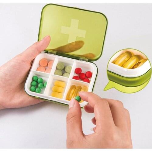 Portable Mini 6 Grids Pill Box Medicine Tablet Dispenser Pill Case Splitter