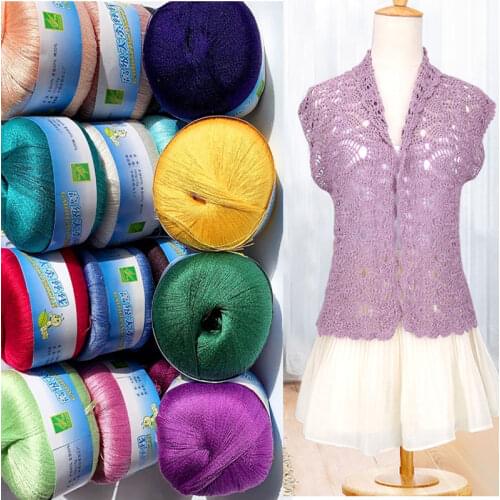 Spring Summer Yarn Italian Hand-knitted Plied Lace Cotton Thread Silk Ice Cool croche line Knitting 90-100g