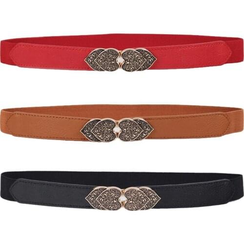 Heart Buckle Vintage Belts for Women Elastic Stretch Strap Women Waist Belt for Dress Sweater Coat Female Waistband