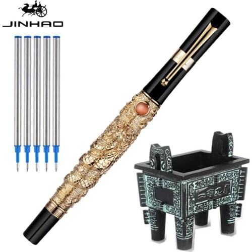Luxury Jinhao Dragon Ballpoint Pen Vintage Metal Signature Pens 0.7mm Nib Caneta Office Supplies Gift Set Material Escolar
