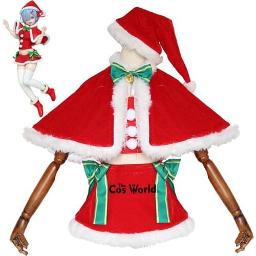 Re Zero Kara Hajimeru Isekai Seikatsu Remu Xmas Christmas Cloak Tube Tops Dress Uniform Outfit Anime Cosplay Costumes