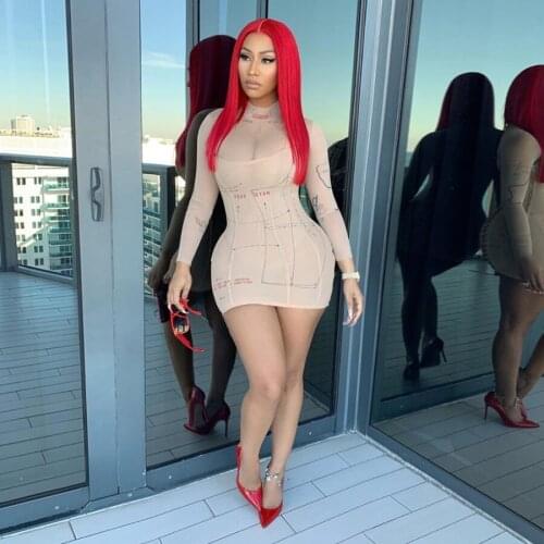 Yiallen Sexy Mesh See Through Patchwork Bodycon Mini Dress For Women Clothes Streetwear Club Package Hip Vestidos Outfit 2020