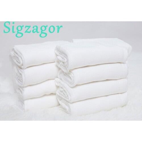 [Sigzagor]8 Prefold Cloth Diapers Nappies Inserts Burp Cloths Padded Insert Polyester Cotton Gauze Muslin 49x35cm 19.3x13.8in