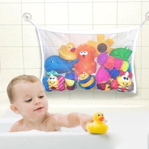 Bath Toys Kids Baby Tidy Storage Suction Cup Bag Bathroom Bathtub Doll Hanging Bag Bath Toy Basket Mesh Storage Bag Water Toy