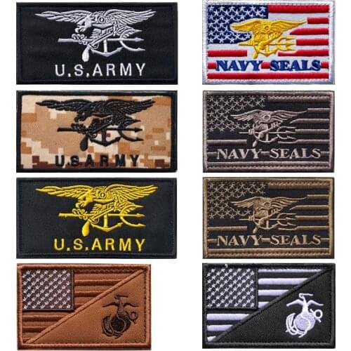 American Flag Backpack Tactical Velcro Patches 3D Navy Seals Badges US Army Fan Cloth Military Stickers Embroidery Appliques