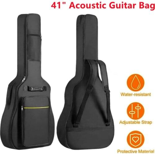600D Waterproof Guitar Case Double Strap Padded 41\" Acoustic Guitar Bag Double Straps Padded Black Guitar Case Gig Backpack