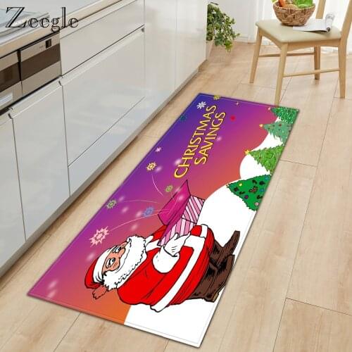 Zeegle Christmas Carpet Rectangle Hallway Soft Carpet Kitchen Floor Mat Home Decoration Rug Dustproof Bath Room Mat Bedroom Rug