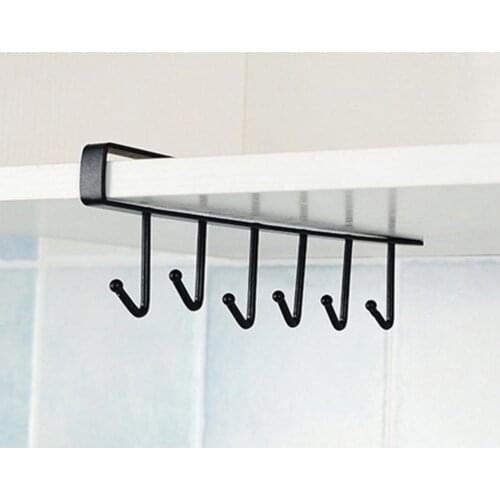 Iron 6 Hooks Storage Shelf Easy Installation Iron Punch Free U-shape Storage Hook Bathroom Kitchen Organizer Rack Holder
