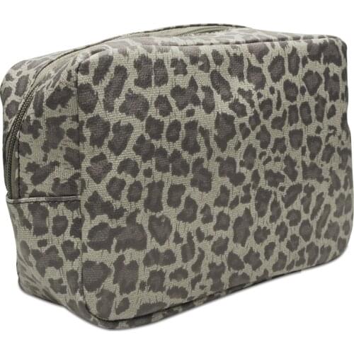Women Leopard Cosmetic Bag Cheetah Makeup Case Sunflower Travel Storage Bag