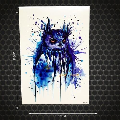 1PC Blue 3D Wise Owl Pattern Waterproof Temporary Tattoo WOmen Body Art Makeup Party Tatoo GHB-255 Fashion Owl Tattoo Stickers