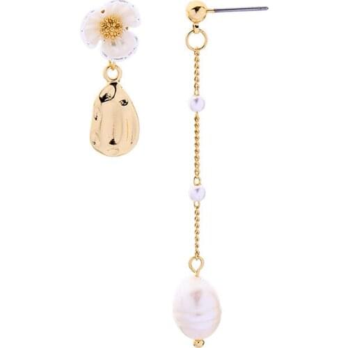 10 pair /lot fashion jewelry gold metal flower pearlearrings