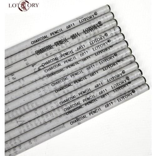LOTORY 12pcs Black Sketch Charcoal Pencils Soft Carbon Pen Hand Tear Line Carbon Drawing Pencils Set For Art Supplies 6811