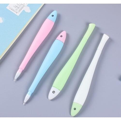 24 pcs Wholesale creative Candy-colored soft glue fish neutral black office sign pen student stationery wholesale prizes