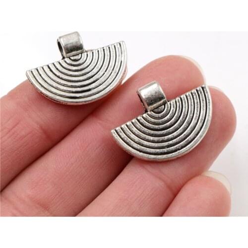 24x18mm 10pcs Antique Silver Plated Fan Handmade Charms Pendant:DIY for bracelet necklace-Q4-19