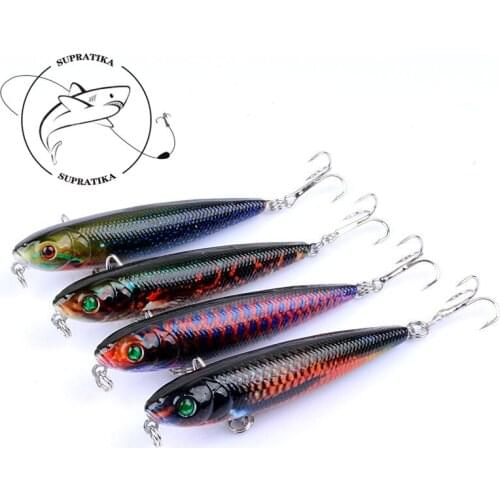 4Pcs/Lot 3D Painting Sea Fishing Pencil Lures 8cm/8.8g Lifelike Floating Crankbaits Artificial Hard Pesca Isca For Carp Fishing
