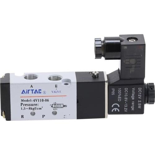 4V110-06 5 Way 2 Position 1/8" Pneumatic Solenoid Valve DC24V AC220V Coil Volt
