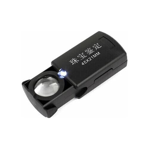 4X Magnifying White LED Light Pull-type Map Jewelry Magnifier Loupe Black