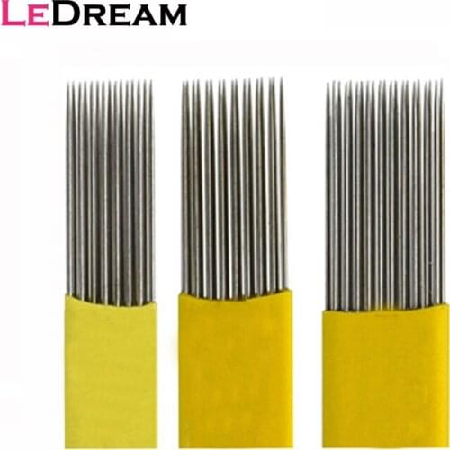 50pcs/lot Yellow Disposable Double Rows 15 17 21 Pin Flat Tattoo Needles Blades For Manuel Pen Permanent Eyebrow Eyebrow Makeup