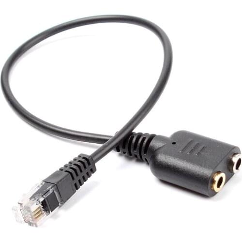 Buyincoins 2PCS RJ11 to Dual 3.5mm Headphone Female Adapter Converter Audio Cable 20CM #73791