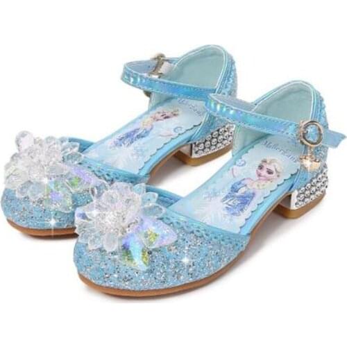 Disney childrens high heel princess party shoes summer new girls sandals baby childrens shoes little girl crystal shoes 23-36