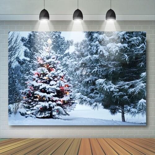 Winter Snowing Christmas Photography Forest Wood Wall Background Snowflake Christmas Backdrop for Birthday Party Photo Studio