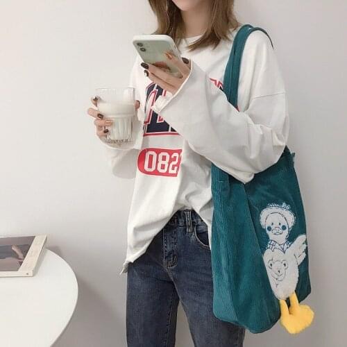 Canvas Corduroy Shoulder Shopping Bags for Womens Shopper Daily Handbag Female Casual Large Capacity Foldable Travel Totes Bags