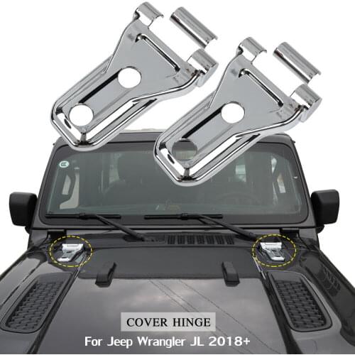 Chrome Engine Hood Hinge Cover Trim Decor For 2018 for Jeep Wrangler JL Accessories