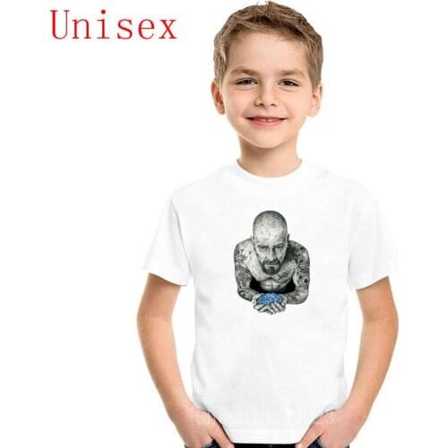 Heisenberg tattoo breaking bad O neck t shirt children 100% Cotton kids T-Shirt Summer High Quality boy clothes girls clothes