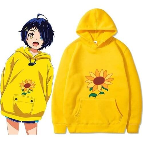 Wonder Egg Priority Ai Kawaii Hoodie Sun Flower Spring and Autumn Paragraph Casual Loose Sweatshirts Anime Hoodies Women