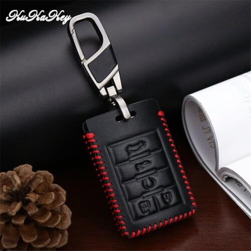 Leather Car Keyring Key Case Cover For Cadillac Escalade XT5 SRX ATS CTS XTS 2020 2021 Key Chain Holder Accessories