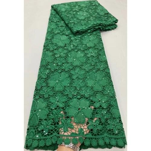 5yards/pc) 2021 latest green African cord lace fabric with sequins embroidery soft milk silk lace for party dress WZZ032