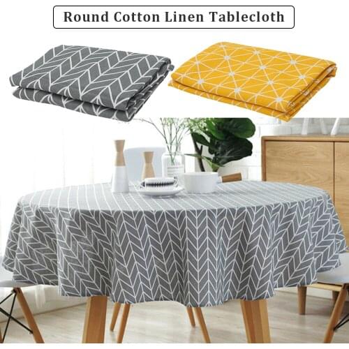 Linen Tablecloth Cotton Solid Color Hotel Picnic Table Round Table Covers Home Dining Decoration Wedding Party Hotel Banquet
