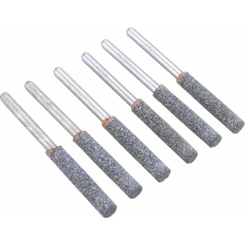 Mayitr 6pcs/set 3/16" 4.8mm Chainsaw Sharpener Burr Chain Saw Grinding Stone File Rotary Tools For Lawn Mower