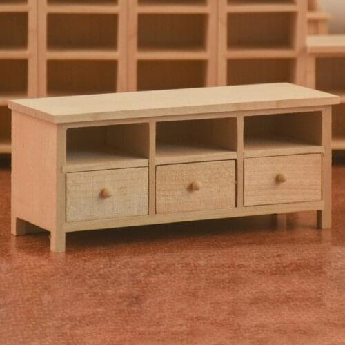 Miniature Birch Wood Cabinet Storage for 1:12 Dollhouse Room Furniture Toys