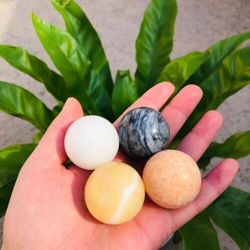 MOKAGY 35mm Four Colors Natural Jade Quartz Ball Crystal Rough Stone Sphere With Wooden Stand 1pc