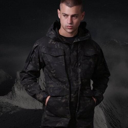 Men Outdoor Tactical Windbreaker M65 Army Jacket Spring Autumn Hiking Hunting Training Waterproof Warm Hoody Military Camo Coat