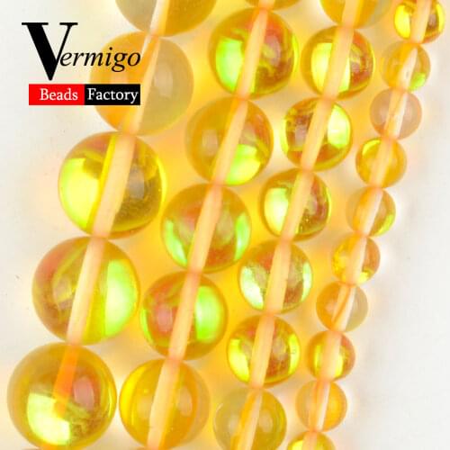 Natural Yellow Austrian Crystal Stone Round for Jewelry Making 6-12mm Loose Beads Diy Bracelet Necklace Accessories Wholesale