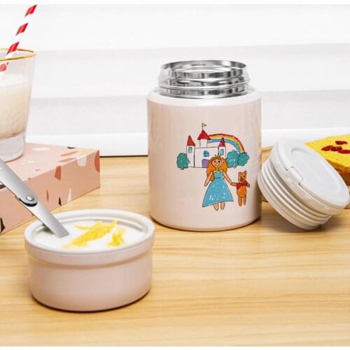 New insulation tank 304 stainless steel high-strength vacuum insulation with folding spoon hot food container outdoor insulation