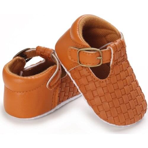 New Classic Baby Princess Shoes Infant Toddler Solid Color Non-slip Flat Soft-sole PU First Walkers Newborn Baby Girl Shoes