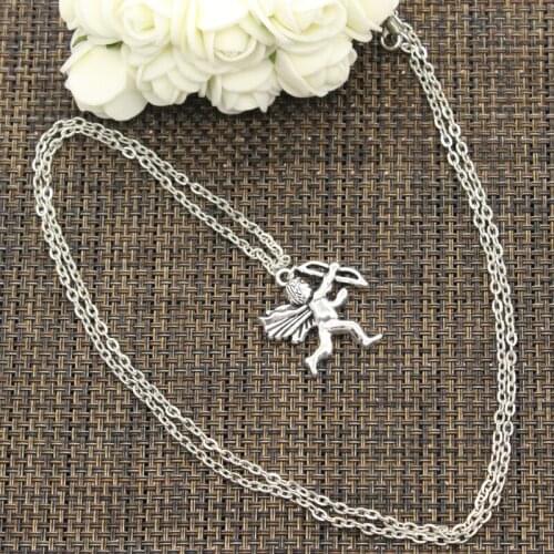 New Fashion Necklace love angel Cupid 29*26mm Silver Pendants Short Long Women Men Colar Gift Jewelry Choker