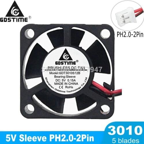 5Pieces lot Gdstime 5V 2Pin 3cm 30mm 30x30x10mm Mini DC PC Video Card Cooling Cooler Fan