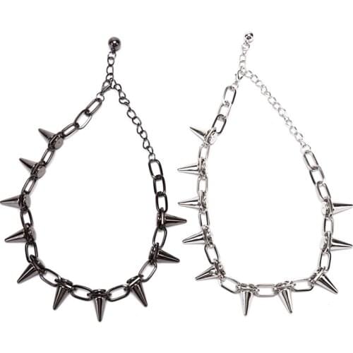 1Pc Punk Rivets Chokers Goth Handmade Choker Necklace Spike Rivet Necklace Rock Gothic Chocker