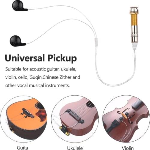 Piezo Contact Guitar Pickup Vibration Pick-up with 6.35mm Endpin Jack for Guitar Ukulele Violin Cello Erhu Chinese Zither Guqin